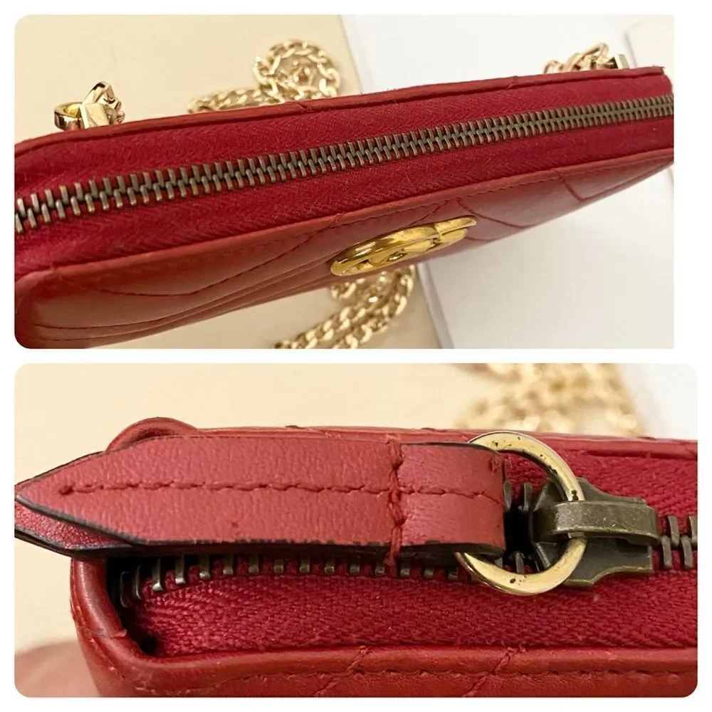 GUCCI GG Marmont Zip Around Wallet Crossbody 💼Red - Picture 10 of 16